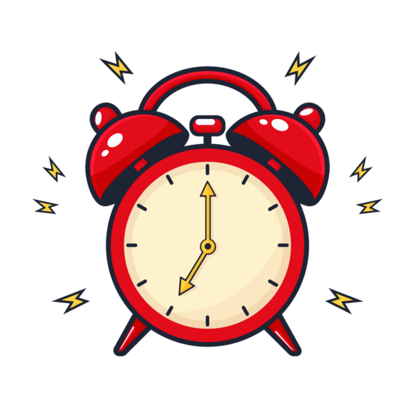 Kırmızı alarm saati, şeffaf arkaplan düz vektör çiziminde izole edildi.