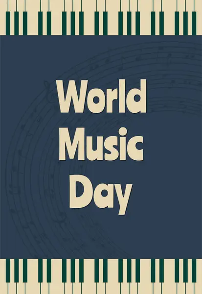 Piyano tuşları düz vektör illüstrasyonlu dünya müzik günü minimalist poster tasarımı.