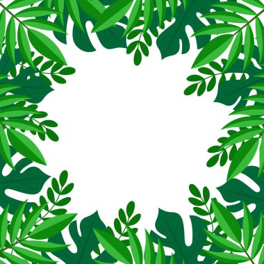 Metin Düz Vektör İllüstrasyonu için Kopyalama Alanı ile Tropikal Çerçeve Bırakır.