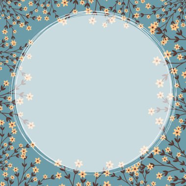 Metin vektörü illüstrasyonu için boş alanı olan retro çiçek çerçevesi.