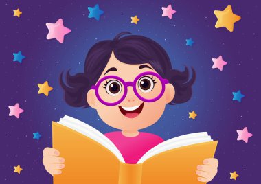 Şirin Kız ve Renkli Kalemlerle Okula Dönüş Sancağına.