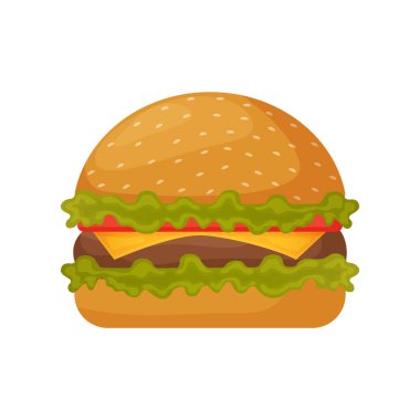 Çizburger beyaz arka planda izole edilmiş fast food vektör çizimi.