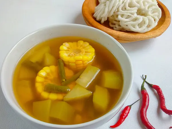 stock image Sayur Asem or Tamarind vegetable soup. Traditional vegetable dishes from West Java