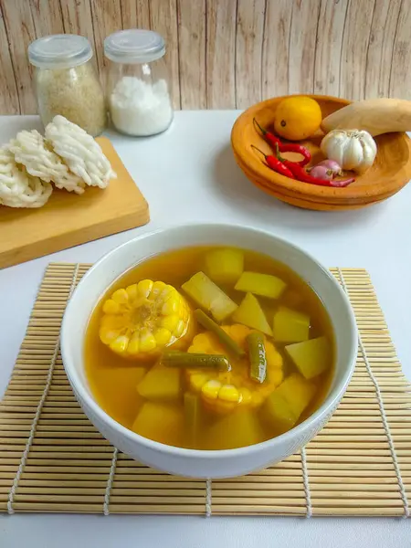 stock image Sayur Asem or Tamarind vegetable soup. Traditional vegetable dishes from West Java