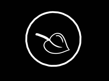 Siyah arka planda yaprak logosu. Çember üzerine yaprak