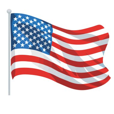 USA flag waving on a pole. Vector illustration. clipart