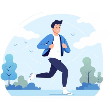 Sabah parkta koşan bir adam.