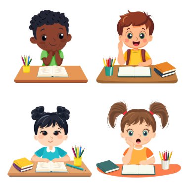 Okula dönelim. Okuldaki çocuklar masalarında oturuyorlar..