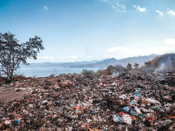 Landfill Various Types Waste Throughout Ende City Flores Burning Waste — Stock Photo, Image