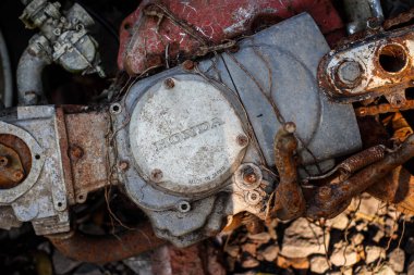 Eski motosiklet motoru bloğu, Honda, yakın görüntü 