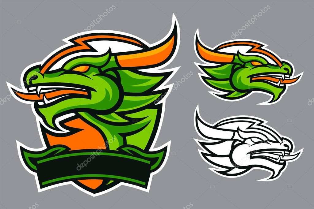 Dragon, Football, Soccer, Logo, Green, Mascot, Aggressive, Dynamic, Sport, Team, Emblem, Crest, Icon, Power, Strength, Fierce, Intense, Modern, Graphic, Design, Vector, Illustration, Esport, Gaming, Athletic, Championship, League, Tournament, Club, B