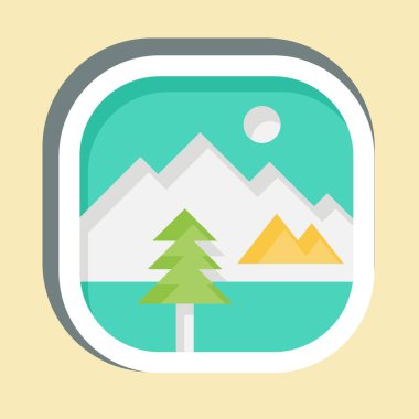 Çıkartma Doğası. Fotoğraflar ve İllüstrasyon sembolüyle ilgili. Basit tasarım çizimi