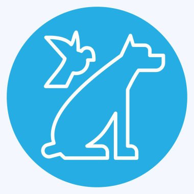 Simge Hayvanlar. Fotoğraflar ve İllüstrasyon sembolüyle ilgili. Mavi gözlü. Basit tasarım çizimi