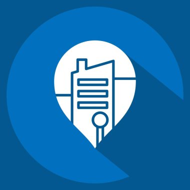 Simge Simgesi. Fotoğraflar ve İllüstrasyon sembolüyle ilgili. Uzun gölge tarzı. Basit tasarım çizimi