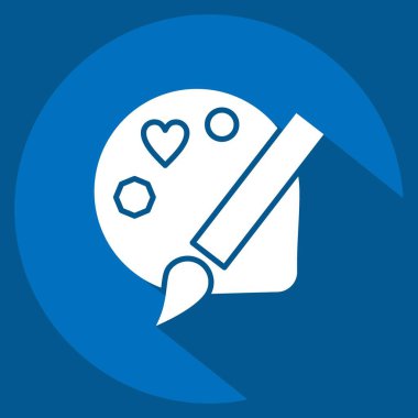 Simge sanatı. Fotoğraflar ve İllüstrasyon sembolüyle ilgili. Uzun gölge tarzı. Basit tasarım çizimi