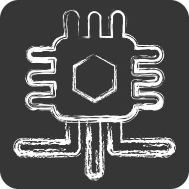 İkon Teknolojisi. Fotoğraflar ve İllüstrasyon sembolüyle ilgili. Tebeşir stili. Basit tasarım çizimi