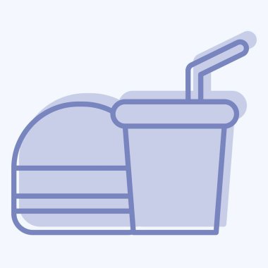 Simge Yiyecek ve İçecek. Fotoğraflar ve İllüstrasyon sembolüyle ilgili. İki ton stili. Basit tasarım çizimi