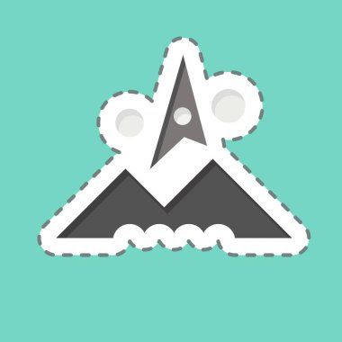 Çıkartma çizgisi soyut kesilmiş. Fotoğraflar ve İllüstrasyon sembolüyle ilgili. Basit tasarım çizimi