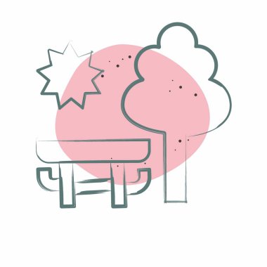 Icon Parkı. Fotoğraflar ve İllüstrasyon sembolüyle ilgili. Renkli Leke Biçimi. Basit tasarım çizimi