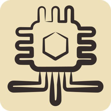 İkon Teknolojisi. Fotoğraflar ve İllüstrasyon sembolüyle ilgili. El çizimi tarzı. Basit tasarım çizimi