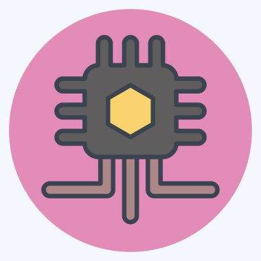 İkon Teknolojisi. Fotoğraflar ve İllüstrasyon sembolüyle ilgili. renk arkadaşı stili. Basit tasarım çizimi