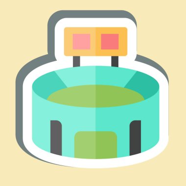 Etiket Stadyumu. Futbol sembolüyle ilgili. Basit tasarım çizimi