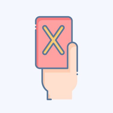 Simge Kırmızı Kart. Futbol sembolüyle ilgili. Karalama stili. Basit tasarım çizimi