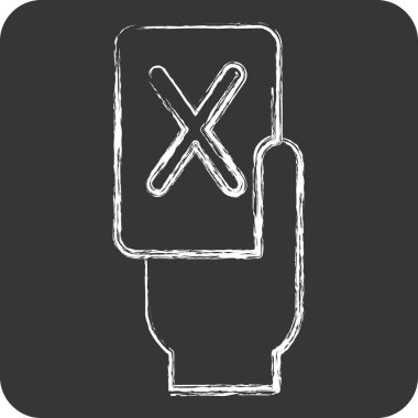 Simge Kırmızı Kart. Futbol sembolüyle ilgili. Tebeşir stili. Basit tasarım çizimi