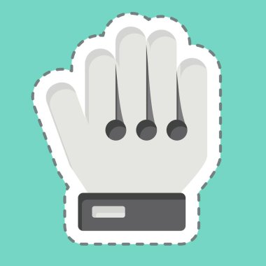 Çıkartma çizgisi Goal Keeper eldivenlerini kesti. Futbol sembolüyle ilgili. Basit tasarım çizimi