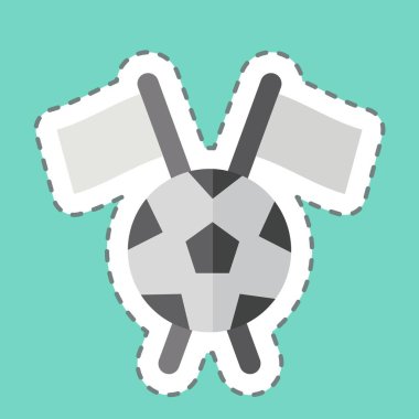 Etiket çizgisi Bayrak 'ı kesti. Futbol sembolüyle ilgili. Basit tasarım çizimi