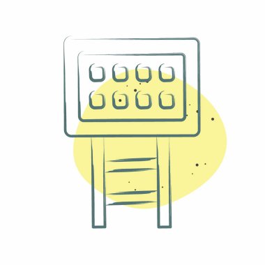 Simge ışığı. Futbol sembolüyle ilgili. Renkli Leke Biçimi. Basit tasarım çizimi