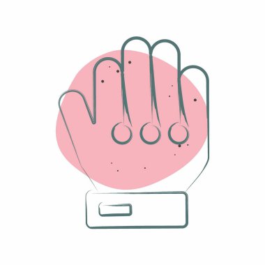 Simge Gol Koruyucu Eldivenleri. Futbol sembolüyle ilgili. Renkli Leke Biçimi. Basit tasarım çizimi