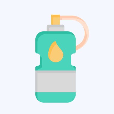 Simge Su Şişesi. Futbol sembolüyle ilgili. Düz stil. Basit tasarım çizimi