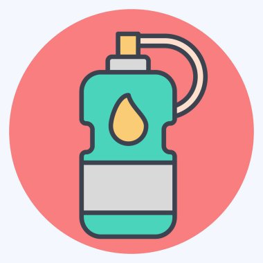 Simge Su Şişesi. Futbol sembolüyle ilgili. renk arkadaşı stili. Basit tasarım çizimi