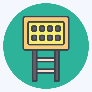 Simge ışığı. Futbol sembolüyle ilgili. renk arkadaşı stili. Basit tasarım çizimi