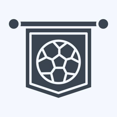 İkon Pennant. Futbol sembolüyle ilgili. Kabartma tarzı. Basit tasarım çizimi