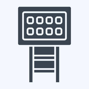 Simge ışığı. Futbol sembolüyle ilgili. Kabartma tarzı. Basit tasarım çizimi