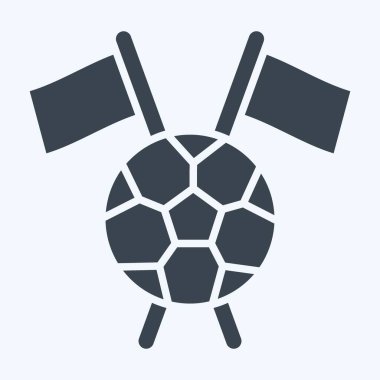 Simge Bayrağı. Futbol sembolüyle ilgili. Kabartma tarzı. Basit tasarım çizimi