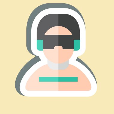 Çıkartmalı Oyuncu. Çevrimiçi Oyun sembolüyle ilgili. Basit tasarım çizimi