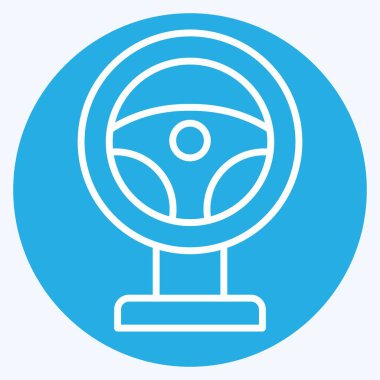 İkon Yarışı. Çevrimiçi Oyun sembolüyle ilgili. Mavi gözlü. Basit tasarım çizimi