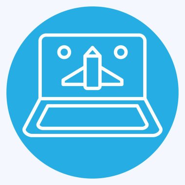 Simge Çevrimiçi Oyunu. Çevrimiçi Oyun sembolüyle ilgili. Mavi gözlü. Basit tasarım çizimi