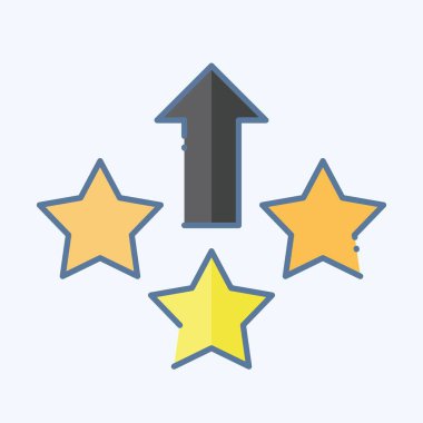 Simge Seviyesi Yükseldi. Çevrimiçi Oyun sembolüyle ilgili. Karalama stili. Basit tasarım çizimi