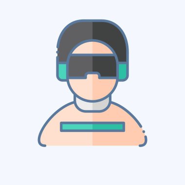 Simgesel Oyuncu. Çevrimiçi Oyun sembolüyle ilgili. Karalama stili. Basit tasarım çizimi