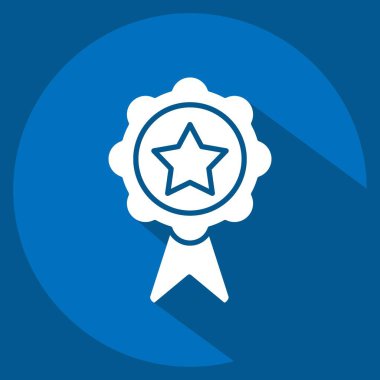 Simge Rütbesi. Çevrimiçi Oyun sembolüyle ilgili. Uzun gölge tarzı. Basit tasarım çizimi