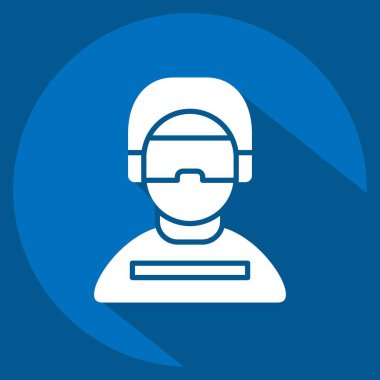 Simgesel Oyuncu. Çevrimiçi Oyun sembolüyle ilgili. Uzun gölge tarzı. Basit tasarım çizimi