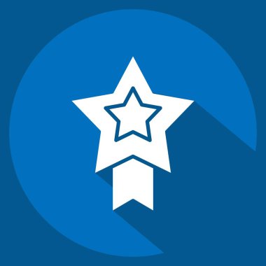 Simge Başarı. Çevrimiçi Oyun sembolüyle ilgili. Uzun gölge tarzı. Basit tasarım çizimi