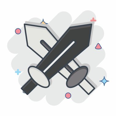 Simgesel PVP. Çevrimiçi Oyun sembolüyle ilgili. Çizgi roman. Basit tasarım çizimi