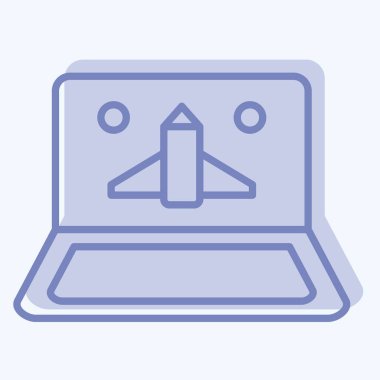 Simge Çevrimiçi Oyunu. Çevrimiçi Oyun sembolüyle ilgili. İki ton stili. Basit tasarım çizimi