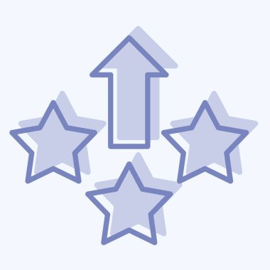 Simge Seviyesi Yükseldi. Çevrimiçi Oyun sembolüyle ilgili. İki ton stili. Basit tasarım çizimi