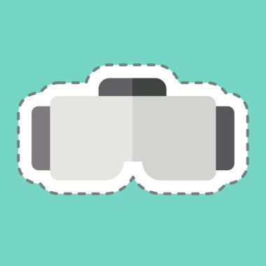 Çıkartma çizgisi VR gözlüklerini kesmiş. Çevrimiçi Oyun sembolüyle ilgili. Basit tasarım çizimi